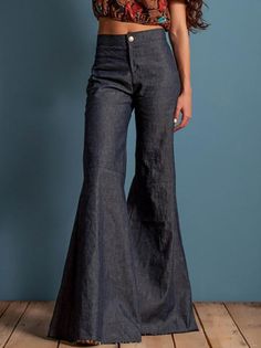 Pattern :Bell-bottomsOccasion:Daily/Casual Material:Denim Color:BlueSize:S,M, L,XL Bell Trousers, Denim Bell Bottoms, Jean Pants, Patchwork Denim, Bottom Jeans, Cardigan Shirt, Bell Bottom Pants, Dress For Short Women, Bell Bottom