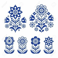 blue flowers and leaves on white background royalty illustration