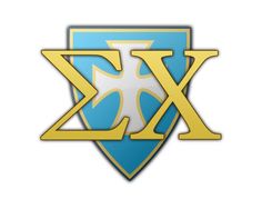 a blue and yellow shield with the words aon loves x on it