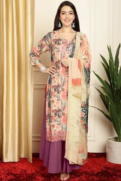 Product Features: Color: Multi Fabric: Muslin Work: Digital Printed Neckline: Round Occasion: Party Wear Product Type: Salwar Suit Disclaimer: There will be slight difference in digital to actual image Multicolor Printed Silk Palazzo Set, Wedding Palazzo Set With Floral Print, Multicolor Floral Print Palazzo Set For Weddings, Wedding Floral Print Multicolor Palazzo Set, Wedding Multicolor Floral Print Palazzo Set, Multicolor Silk Kurta For Spring, Multicolor Floral Print Kurta For Spring, Spring Multicolor Palazzo Set With Dupatta, Spring Multicolor Silk Kurta