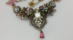 Bohemian Wedding Necklace With Rhinestones, Ornate Jeweled Necklaces For Wedding, Ornate Jeweled Wedding Necklaces, Bohemian Embellished Necklaces For Weddings, Bohemian Wedding Jewelry With Rhinestones, Wimberley Texas, Lampwork Bead Earrings, Pastel Necklace, Shabby Chic Jewelry