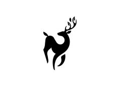 a black and white deer logo on a white background