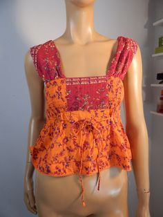 Free People Camisole cotton top. bust unstretched measures 35 size 8 length 20 India print  fabric tiny built in belt excellent condition Grandma Activities, Free People Summer, Cotton Camisole, Cotton Top, Upcycle Clothes, Summer Top, Print Fabric, Cotton Tops, Womens Clothing Tops