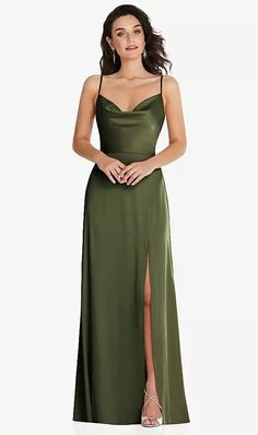 Olive Green Satin Dress, Green Olive Dress, Olive Green Bridesmaid Dresses, Green Satin Dress, Long Green Dress, Dance All Night, A Line Maxi Dress, Maid Of Honour Dresses, Olive Dress