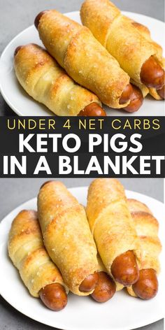 two plates filled with keto pigs in a blanket