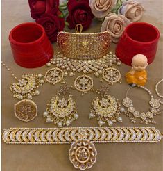 Rajwadi Kundan White Pearl NewTraditional Rajputi Jewellery Set- Product Details Name : Rajputi Jewelry Set Includes Items:--High quality kundan big size Aad set with earrings, mehari, + bor,Nath, Ring, tikka, +9 cut chuda  Base Metal : Alloy Plating : Gold Plated Stone Type : Artificial Stones & Beads Sizing : Adjustable Type : Add set Net Quantity (N) : 1 Country of Origin : India  Beautiful crafted Rajputi Jewellery armlet to increase the beauty of attire and gives stunning traditional look.T Rajputi Jewellery, Artificial Stone, Wedding Jewellery Necklace, Wedding Necklaces, Jewellery Set, Wedding Necklace, White Pearl, Base Metal, Big Size