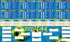 the world cup schedule is shown in blue and yellow