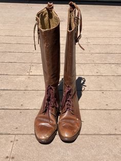 WW2 US Army Military Cavalry Riding Equestrian Leather Tall Officer Boots Shoes | eBay Vintage Riding Boots For Fall, Vintage Leather Riding Boots, Riding Boots With Leather Lining, Brown Riding Boots With Leather Footbed, Vintage Leather Knee-high Lace-up Boots, Vintage Workwear Boots With Leather Lining, Western Moto Boots For Riding With Leather Lining, Leather Lining Riding Boots For Fall, Western Moto Boots With Leather Lining For Riding