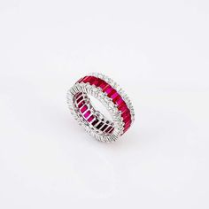 For Sale on 1stdibs - Eternity Ruby Ring use the top quality Ruby which make in invisible setting.It is a classic luxury elegant style that you can use many occasions.You can Ruby And Diamond Ring, Ruby Rings, Ruby Diamond Rings, Diamond Jewelry Designs, Women Ring, Ruby Diamond, Vow Renewal, Ruby Ring, White Metal