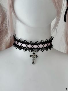 Elevate your ensemble with our 7 Colors Halloween Gothic Cross Pendant Nun Lolita Choker. This striking accessory features a bold cross pendant set against a versatile choker, available in seven captivating colors to match any outfit. Perfect for adding a touch of gothic elegance to your Lolita wardrobe, this choker combines the mystique of nun-inspired fashion with the charm of Lolita aesthetics. Pink Punk Choker As A Gift, Pink Punk Choker For Gift, Pink Punk Choker As Gift, Punk Style Pink Choker Gift, Adjustable Pink Jewelry For Cosplay, Cross Choker For Party, Pink Gothic Jewelry For Halloween, Gift Cross Choker, Pink Gothic Jewelry