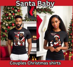 Black Santa pajamas are the perfect way to celebrate Christmas with your family. These pajamas come in a set of two and are made from soft, comfortable fabric. They also feature a black santa design on the front. The matching xmas tees make this a great gift for your loved ones. You can also buy a family christmas pjs set that includes a shirt, pants, and a hat. This is the perfect way to show your support for the holiday season. Black Mr And Mrs Claus, Black Family Matching Holiday T-shirt, Family Matching Black T-shirt For Holiday, Black Family Matching T-shirt For Holiday, Matching Pajamas For Couples Black, Black Family Christmas Pictures Outfits, Couples Christmas Pajamas, Family Christmas Pjs, Family Christmas Pictures Outfits