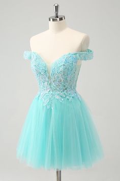 Homecoming Dresses For Freshman, Light Teal Dress, Turquoise Homecoming Dresses, Winter Formal Dresses Short, Homecoming Dresses Sparkly, Lovely Partner, Mini Prom Dresses, Yellow Bridesmaid Dresses, Tulle Homecoming Dress