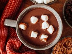 hot chocolate with marshmallows in a mug