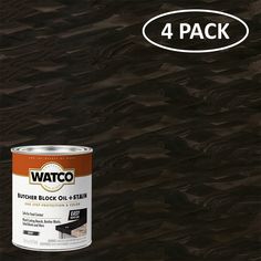 a can of black oil - stain paint with the words watco in white on it