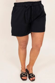 These babes are certainly made with quality! These have a super trendy paper bag waist that flatters every body type and a sweet tie to pull it all together! The black color is perfect for pairing with all of your faves just style it with a graphic tee and sandals and you have an effortlessly chic look! 100% Polyester Black Cotton Bottoms With Tie Waist, Trendy Black Paperbag Waist Bottoms, Casual Black Belted Bottoms, Casual Black Bottoms With Tie Waist, Casual Black Tie Waist Bottoms, Just Style, Body Types, The Black, Black Color