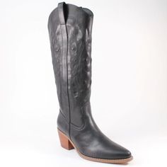 The right boots can complete any outfit, and our Brandy Cowgirl Boots are just that! Wear them for your next date night or girl's night out! Trendy Wide Calf Boots With Stacked Heel, Trendy Medium Width Boots For Night Out, Winter Heeled Boots With Stacked Heel For Night Out, Knee-high Boots With Stacked Heel For Night Out, Trendy Faux Leather Snip Toe Boots, Western Faux Leather Boots For Fall, Winter High Ankle Boots For Night Out, Fall Night Out Mid-calf Boots With Reinforced Heel, Fall Mid-calf Boots With Reinforced Heel For Night Out