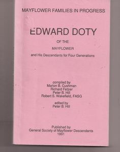 a pink book with the title edward doty and his descendantss for four generations