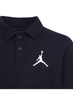 A small Nike jumpman logo embellishes the chest of this collared polo shirt. | Jordan Boys 8-20 Jumpman Air Polo Shirt, Black, Large