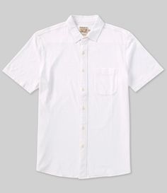 From Faherty&#x2C; this shirt features:Solid toneSpread collarShort sleevesLeft chest pocketButton-front closure with faux corozo buttonsOrganic cottonMachine washImported. Classic Short Sleeve Shirt With Welt Pockets, Cotton Short Sleeve Shirt With Welt Pockets, Classic Short Sleeve Tops With Welt Pockets, Short Sleeve Cotton Camp Shirt With Welt Pockets, Casual Cotton Camp Shirt With Welt Pockets, Classic Short Sleeve Camp Shirt With Pockets, Short Sleeve Shirt With Welt Pockets, Unstructured Short Sleeve Shirt With Welt Pockets, Short Sleeve Shirt With Welt Pockets And Unstructured Fit