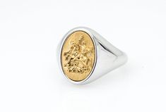 14k Gold Seal Ring ✪ Mens Signet Ring ✪ Unique Design ✪ Statement Man Ring ✪ Chevalier Ring ✪ Medieval Ring ✪ Family Seal ✪ Family Signet Ring ✪ Classic Man Ring ✪ ☛ Ring size as preferred, as it is custom created for you in our workshop. § Saint George Ring / Medieval Knight killing Dragon - 14k Gold Signet Seal § ► The design and creation of this ring is exclusively made by our goldsmith workshop. ► Five different pattern of gold design inside to choose. Check our shop: ❏ Material: ✪ Gold Seal Formal Oval Rings With Historical Design, Formal Oval Ring With Historical Design, Classic Formal Rings With Historical Design, Medieval Gold Wedding Ring, Engraved Byzantine Ring For Anniversary, Ceremonial Oval Rings With Historical Design, Byzantine Ceremonial Hallmarked Signet Ring, Byzantine Intaglio Ring For Anniversary, Oval Rings With Historical Design For Anniversary