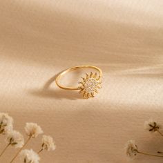 Cz Stone Sunburst Ring 14K 18K Real Gold, Boho Style Minimalist Sunshine Ring, Everyday Jewelry, Celestial Ring, Dainty Sun Ring, Best Gift ✅Material: Real solid gold (no plating, no gold-filled, etc) ✅Gold karat options: 14K and 18K ✅Gold color options: Yellow Gold, Rose Gold, White Gold ✅Gemstone: CZ Stone 📐DIMENSIONS Sun Width: 11.00 mm approx. ✈️ SHIPMENT After your confirmation, I will ship your order in 1-3 business days. Estimated delivery time for UPS Express 3-4 business days. Please c Yellow Gold Cubic Zirconia Midi Rings, Gold Crystal Ring With Halo Design, Gold Cubic Zirconia Flower Ring With Halo Setting, 14k Yellow Gold Halo Crystal Ring, Gold Diamond Halo Design Crystal Ring, Dainty Yellow Gold Halo Diamond Ring, Gold Celestial Rings With Prong Setting, Fine Jewelry Yellow Gold Crystal Ring With Halo, Gold Diamond Ring With Halo Design