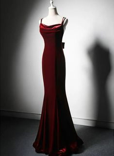 Beautiful Wine Red Velvet Mermaid Wedding Party Dresses, Dark Red Form – BeautyDressy Long Red Elegant Dresses, Deep Red Evening Gown, Prom Dresses Red Velvet, Designer Evening Gowns Classy, Red Velvet Evening Dress, Dark Red Hoco Dress Long, Wine Red Velvet Dress, Dark Red Mermaid Dress, Prom Dress Dark Colors