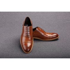 Brown Oxford shoes are life-savers of a sort because they can be worn with almost anything! Since these are high-quality ones, you can rest assured they will go equally well with jeans and tweed. This pair will be a great addition to any unique shoe collection. These oxfords can be worn with 2- and 3-piece business suits and casual suits, whatever suits your taste! Suits with bold patterns and material blends will also be perfect with these shoes. No matter which color suit you are wearing, these shoes go along with every shade. Be it grey, dark brown, or navy colored suits. In fact, many style experts prefer them over wearing black due to their far more visually striking effect. The shoes are constructed from 100% Genuine Leather for maximum durability The only premium quality leather is Brown Oxford Leather Shoes With Rubber Heel Cap, Brown Leather Oxford Shoes With Rubber Heel Cap, Classic Wingtip Lace-up Shoes For Fall, Leather Wingtip Oxfords For Fall, Leather Cap Toe Oxfords For Fall, Masculine Brogue Leather Shoes With Almond Toe, Brown Brogue Dress Shoes With Closed Toe, Brown Brogue Detail Closed Toe Dress Shoes, Fall Wingtip Leather Shoes With Brogue Detailing