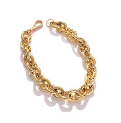 in stock Luxury Statement Gold Chain Link Bracelet, Luxury Gold-tone Necklace With Chunky Chain, Luxury Gold-tone Metal Chain Necklace, Luxury Gold-tone Statement Chain Bracelet, Luxury Gold-tone Brass Chain Necklace, Chain Link Necklace, Link Necklace, Chain Link, Gold Metal