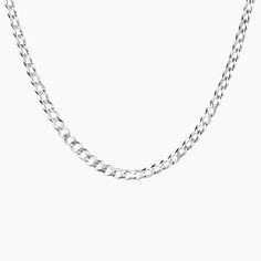 Blake 18 in. Curb Chain Necklace (3mm) - 14K White Gold. Perfect on its own or paired with other necklaces in a chic stack, this trendy curb link chain is a fabulously unique fashion statement. Classic Silver Cuban Link Chain Necklace, Sterling Silver Curb Chain Necklace, Classic Curb Link Chain Necklace, White Gold Cuban Link Necklace With Figaro Chain, White Gold Cuban Link Curb Chain Necklace, Minimalist White Gold Chain Necklace With Curb Chain, Classic Necklace With Curb Chain And Oval Link, Elegant Sterling Silver Cuban Link Necklace, Classic Curb Chain Necklace With Oval Links