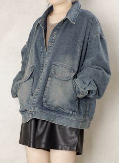 "Women Blue Denim Jacket Buttons Up Coat, Loose Fitting Coat Size Small to Medium Washed Blue Cropped Fitted Jean Jacket Spring Outwear SIZE LIST FREE SIZE: Lenght:63CM/24.8\" Bust:130CM/51.2\" Shoulder:63CM/24.8\" Sleeve:50CM/19.7\" Shipping Policies: All orders will take the fastest express delivery no extra shipping. Usually 10-15 days to arrive US. To Europe usually 8-12 days. Other countries usually 10-15 days. Safe and quick. This is washing instructions: Suitable for hand wash or machine washing softly Do not bleach Iron on low heat PCE dry cleaning available Tumble dry with low heat Return Policy Kindly cntact us for returning address. You can return the item to my address. When we receive the item may refund for the price of items. Thank you for your love:-)" Luxury Indigo Outerwear For Winter, Jean Jacket Over Dress, Denim Collared Outerwear With Buttoned Pockets, Oversized Light Wash Outerwear With Patch Pockets, Utility Long Sleeve Outerwear In Medium Wash, Medium Wash Long Sleeve Utility Outerwear, Oversized Long Sleeve Utility Denim Jacket, Washed Blue Long Sleeve Outerwear With Patch Pockets, Medium Wash Long Sleeve Shacket With Pockets