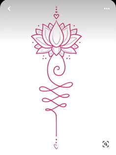 a red line drawing of a lotus flower on a white background with the word love written below it