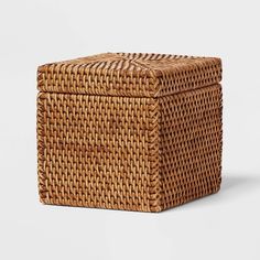 an empty wicker box on a white background