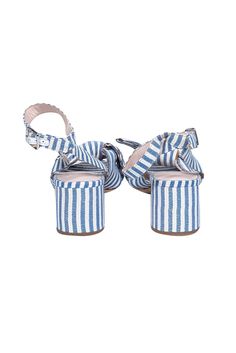 Step into summer in style with our Loeffler Randall blue and white stripe strappy sandals! These playful sandals feature a chic blue and white striped design and a cute bow detail on the front. Perfect for warmer months, they pair perfectly with a white poplin dress and a raffia crossbody bag for a fun and fashionable look. Grab a pair and step up your summer shoe game! Size 10 Leather sole and lining Ankle buckle strap Open toe Bow-front Heel height 2.5" Blue Open Heel Slingback Sandals For Summer, Blue Summer Sandals With Ankle Strap, Blue Slingback Sandals With Buckle For Summer, Blue Slingback Sandals With Buckle Closure For Spring, Blue Slingback Sandals With Buckle Closure For Summer, Blue Ankle Strap Sandals For Summer, Blue Slingback Sandals With Ankle Strap For Beach, Blue Slingback Sandals For Summer Beach, Striped Open Toe Casual Sandals