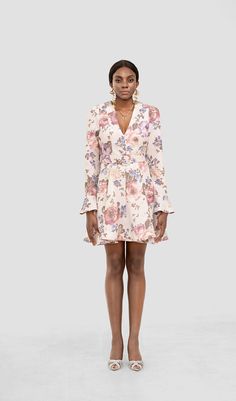 Elevate your style with our Lita Floral Long Sleeve Mini Dress. a timeless piece that seamlessly combines sophistication and charm. Adorned with a delicate floral pattern. this dress offers a touch of femininity and grace. Its long sleeves provide an air of elegance and versatility. making it perfect for a variety of occasions. Invisible zip closuretrumpet sleevedry cleanItem measurements have been rounded to the nearest cm.This garment fits true to sizeModel is 5'9.5"/178 cm. bust 32''/82cm wai Elegant A-line Mini Dress With Floral Print, Feminine Floral Print V-neck Mini Dress, Elegant Floral Print V-neck Mini Dress, Feminine Knee-length Mini Dress With Ditsy Floral Print, Feminine Knee-length Ditsy Floral Mini Dress, Feminine Mini Floral Dress With Ditsy Print, Feminine Ditsy Floral Mini Dress, Elegant Fitted Floral Dress With Ditsy Print, Feminine Ditsy Floral Print Daywear Dresses