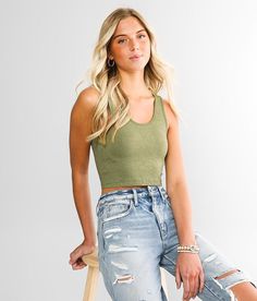 BKEssentials Full Coverage Stretch Brami - Green M/L, Women's Basil Textured scoop neck brami Bust measures 23 on size XS/S Body length 15 on size XS/S Model Info: Height: 5'11 1/2 | Bust: 34 | Waist: 24 | Hip: 35 1/2 | Wearing Size: XS/S. 92% Nylon, 8% Spandex. Machine wash cold with like colors. Tumble dry low. Do not bleach. Do not dry clean.. Measurements: Bust -Fullest part of bust with arms at sides. Waist -Circumference of natural waist: above belly button, below rib cage. Hips -Standing Green Scoop Neck Crop Top With Built-in Bra, Basic Bra-friendly Scoop Neck Tops, Basic Scoop Neck Tops, Bra Friendly, Basic Scoop Neck Bra Friendly Tops, Casual Tank Top With Built-in Bra And Scoop Neck, Casual Seamless Solid Tank Top, Casual Solid Seamless Tank Top, Casual Seamless Solid Color Tank Top, Basic Bra Friendly Scoop Neck Tops