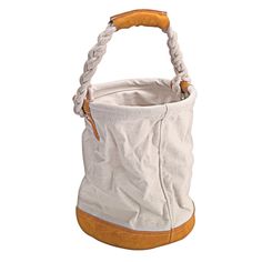 a large white bag with braid handles