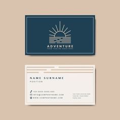 a business card with an image of the sun on it and a logo for adventure