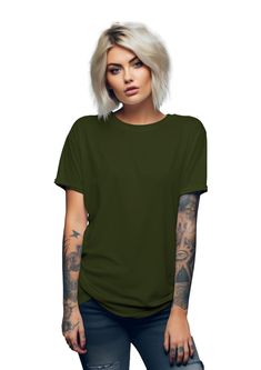 Infuse your wardrobe with rugged charm with our Olive Green Original BoyFriend tee. This tee blends laid-back style with military-inspired flair, featuring a slouchy yet structured fit. Crafted from 100% airlume cotton jersey, it offers unmatched softness and durability. Whether you're exploring the great outdoors or enjoying a casual day out, the Olive Green Boy Friend tee adds a touch of adventure to your look. Elevate your style with this versatile piece that's perfect for any urban or outdoo Green Military Style T-shirt With Crew Neck, Green Military Crew Neck T-shirt, Green Military Style Crew Neck T-shirt, Khaki Military Crew Neck Top, Green Military Crew Neck Top, Khaki Military Top With Relaxed Fit, Green Military Style Short Sleeve Top, Military Style Green Tops For Streetwear, Super Mini Dress