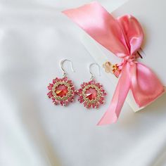 These pink earrings are made of high quality Japanese beads. They are suitable for both casual and evening looks. They are sure to make you stand out from the crowd. Dangle earrings are made in soft pink color, in the shape of a flower. The center is a Swarovski crystal, it shimmers and plays beautifully with its facets in the light. Buy these handmade earrings as a gift for your mom, daughter, sister or friend. The earrings are packaged in a beautiful gift box. You won't have to worry about pac Beaded Flower Earrings, Earrings Handmade Beaded, Handmade Beaded Earrings, Japanese Beads, Soft Pink Color, Handmade Earrings Beaded, Crystal Dangle Earrings, Earrings Beaded, Jewelry Christmas