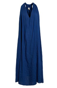 Serve up casual-chic vibes in this sleeveless midi dress framed by a racerback and cinched by a removable robe belt. Slips on over head Deep V-neck Sleeveless Side-seam pockets 100% cotton Dry clean Imported Casual Halter Neck Maxi Dress For Daywear, Unlined Sleeveless Dress For Daywear, Chic Midi Halter Dress For Daywear, Chic Halter Neck Maxi Dress For Daywear, Sleeveless Unlined Midi Dress For Vacation, Chic Halter Neck Sleeveless Dress For Daywear, Casual Halter Neck Midi Dress For Daywear, Sleeveless Unlined Midi Dress For Daywear, Sleeveless Midi Dress For Daywear