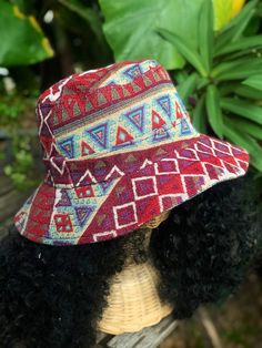 "Artisan Bucket Hat | Boho-inspired bucket hat featuring a woven design with mixed patterns This Bucket Hat is made from 100% natural organic cotton , Hat is unisex fit great on both men and women Measurements Large - inner circumference is 24\" inches Brim 2\" **These hats are handmade and so will vary slightly" Bohemian Style Hats For Outdoor, One Size, Bohemian Style Hat For Outdoor, One Size, One Size Bohemian Hat For Outdoors, One Size Bohemian Hat For Outdoor, Retro Bucket Hat With Curved Brim For Festivals, Multicolor Woven Brimmed Bucket Hat, Multicolor Wide Brim Woven Bucket Hat, Retro Curved Brim Bucket Hat For Festivals, Retro Festival Bucket Hat With Curved Brim