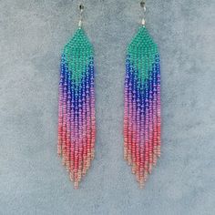 Beaded Earrings Long Earrings Seedbead Earrings Chandelier Boho Earrings Ombre Seed Bead Earrings Fringe Mélange Lilac Turquoise Yellow - Etsy Greece Handmade Rainbow Drop Earrings, Handmade Rainbow Earrings For Summer, Colorful Handmade Dangle Earrings, Colorful Dangle Tassel Earrings Gift, Handmade Unique Drop Tassel Earrings, Handmade Colorful Dangle Earrings, Unique Handmade Dangle Tassel Earrings, Unique Handmade Tassel Drop Earrings, Handmade Unique Tassel Drop Earrings