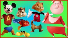 an animated character with many different animals and costumes in front of a green screen background