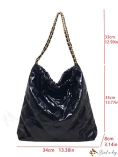 BirdinBag - Stylish Quilted Chain Hobo Bag with Remarkable Detail Black Chain Pouch Bag, Rectangular Shoulder Bag With Chain For Shopping, Black Chain Pouch Shoulder Bag, Rectangular Chain Shoulder Bag For Shopping, Square Bags With Chain Strap For Shopping, Rectangular Travel Bucket Bag With Chain Strap, Luxury Shoulder Travel Bag With Chain Detail, Black Square Shoulder Bag With Chain Strap, Travel Shoulder Bag With Chain Detail