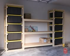 the shelves are empty and ready to be put in place for storage or remodeling