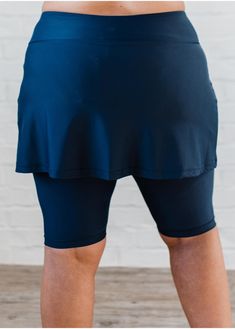 Athleisure Skort With Built-in Shorts For Yoga, Athleisure Bottoms With Built-in Shorts, Compression Bottoms With Built-in Shorts For Yoga, High Stretch Athleisure Skort With Built-in Shorts, Fitted Navy Skort For Sports, Sports Swim Skirt With Built-in Shorts, Athleisure Swim Skirt With Built-in Shorts, 4-way Stretch Skort With Built-in Shorts, Fitted Tennis Skirt With Built-in Shorts For Workout