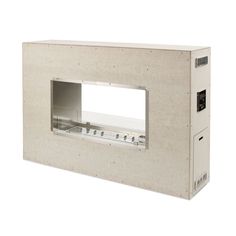 a white counter top oven sitting inside of a wall