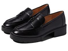 COACH Leah Leather Loafer - zappos.com Coach Loafers, The Virgin Islands, Loafer Style, Chunky Loafers, Patent Leather Loafers, Women Flats, Black Leather Loafers, Black Shoes Women, Loafers Style