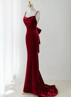 Wine Red Straps Low Back Mermaid Long Party Dress, Wine Red Evening Dr – BeautyDressy Red Wedding Party, Wine Red Wedding, Burgundy Homecoming Dresses, Long Party Dress, Green Homecoming Dresses, Floral Dress Formal, Prom Ideas, Red Evening Dress, Wedding Elegant