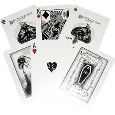 four playing cards are shown with the same design on them, and one is for $ 28 19